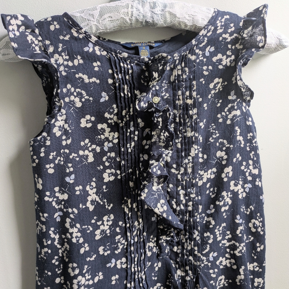 Polo Ralph Lauren Floral Pintucked Ruffle Dress Size Girls 12 - Picture 4 of 10